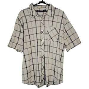 Vans Mens Plaid Button Up Casual Short Sleeves 100% Cotton Shirt